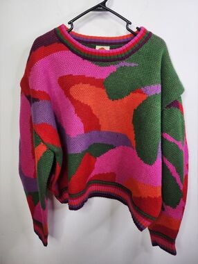 Abstract Scarf Sweater, Large, HEAVY SWEATER